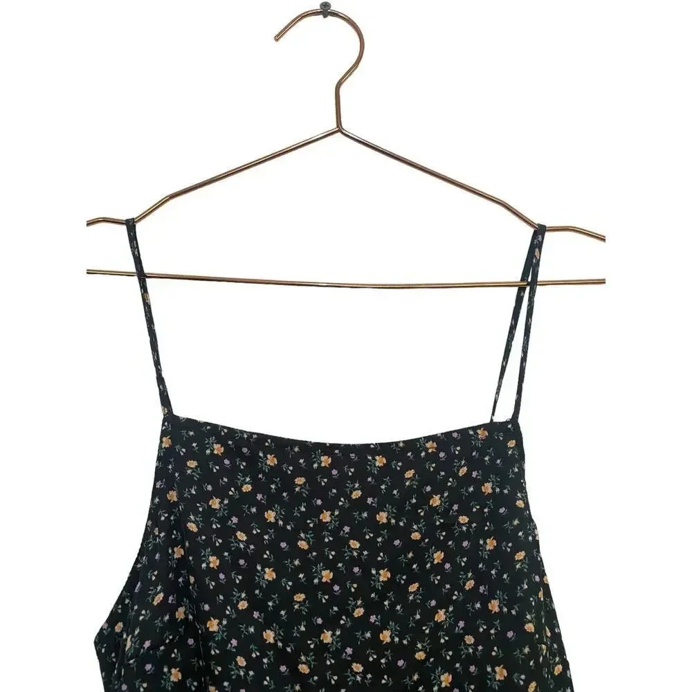 American Eagle Black Floral Tie Back Midi Slip Dress Size XS - Picture 4 of 8